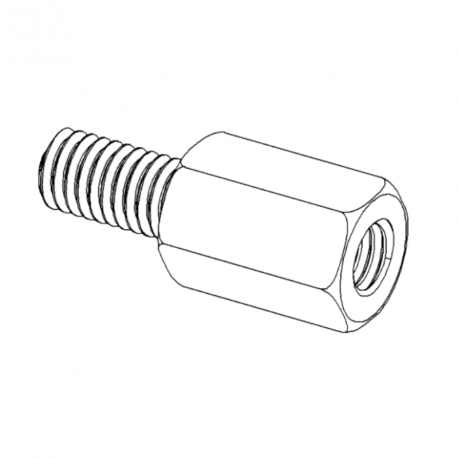 Entretoise male/femelle M4 x7x12 mm filetage 8mm laiton nickelé